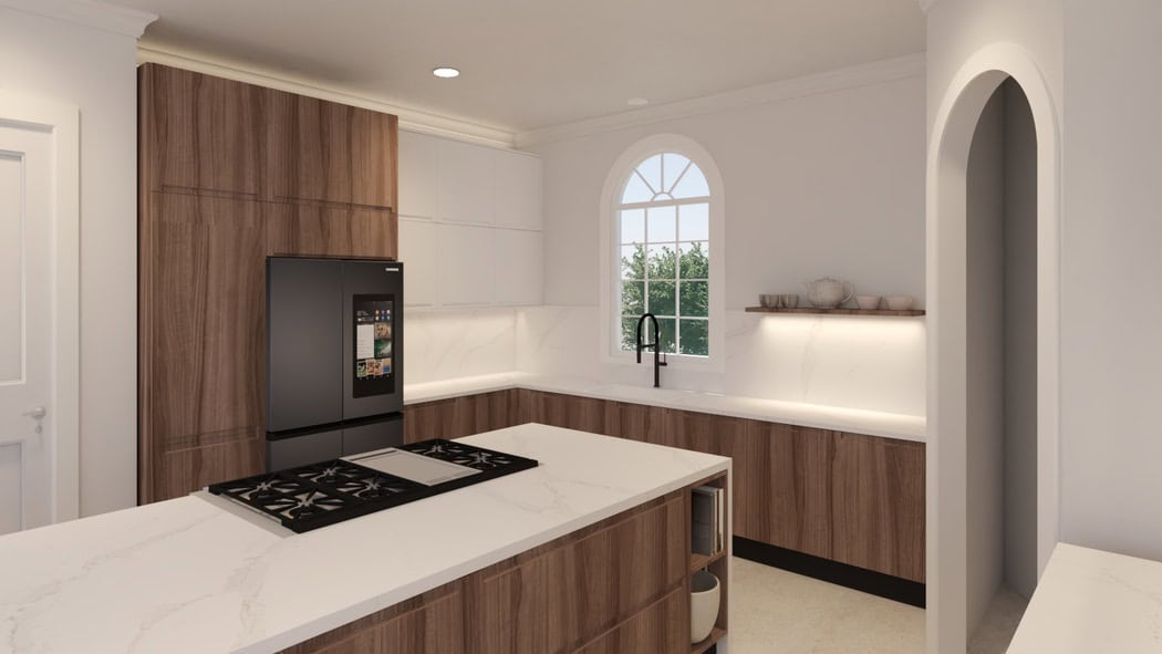 Light wood and white European kitchen cabinetry by Foscari Interiors