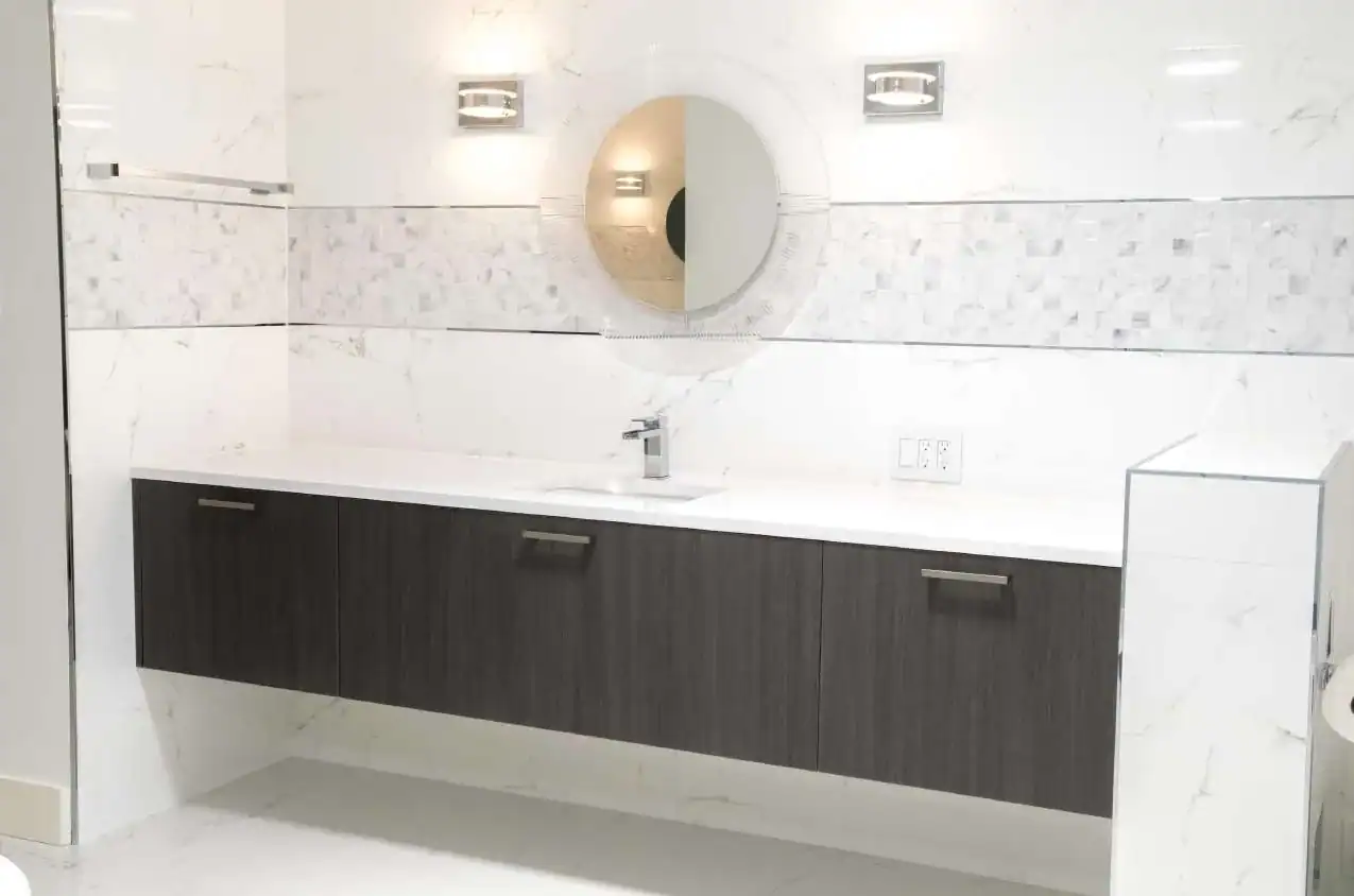 Custom bathroom vanity cabinetry on display at Foscari's Houston showroom