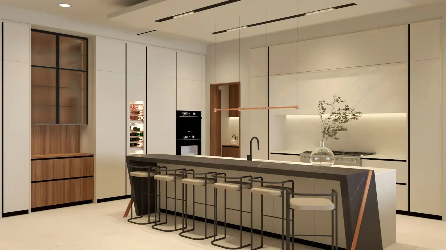 Kitchen island rendering by Foscari Interiors